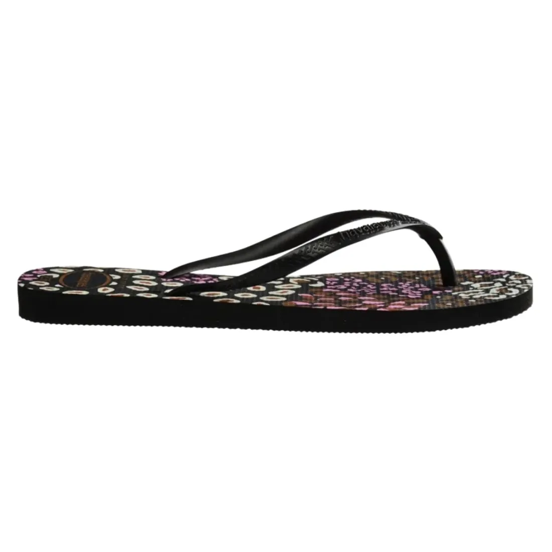 Havaianas Womens Slim Animals Flip Flop Sandals - Black/Pink Lemonade