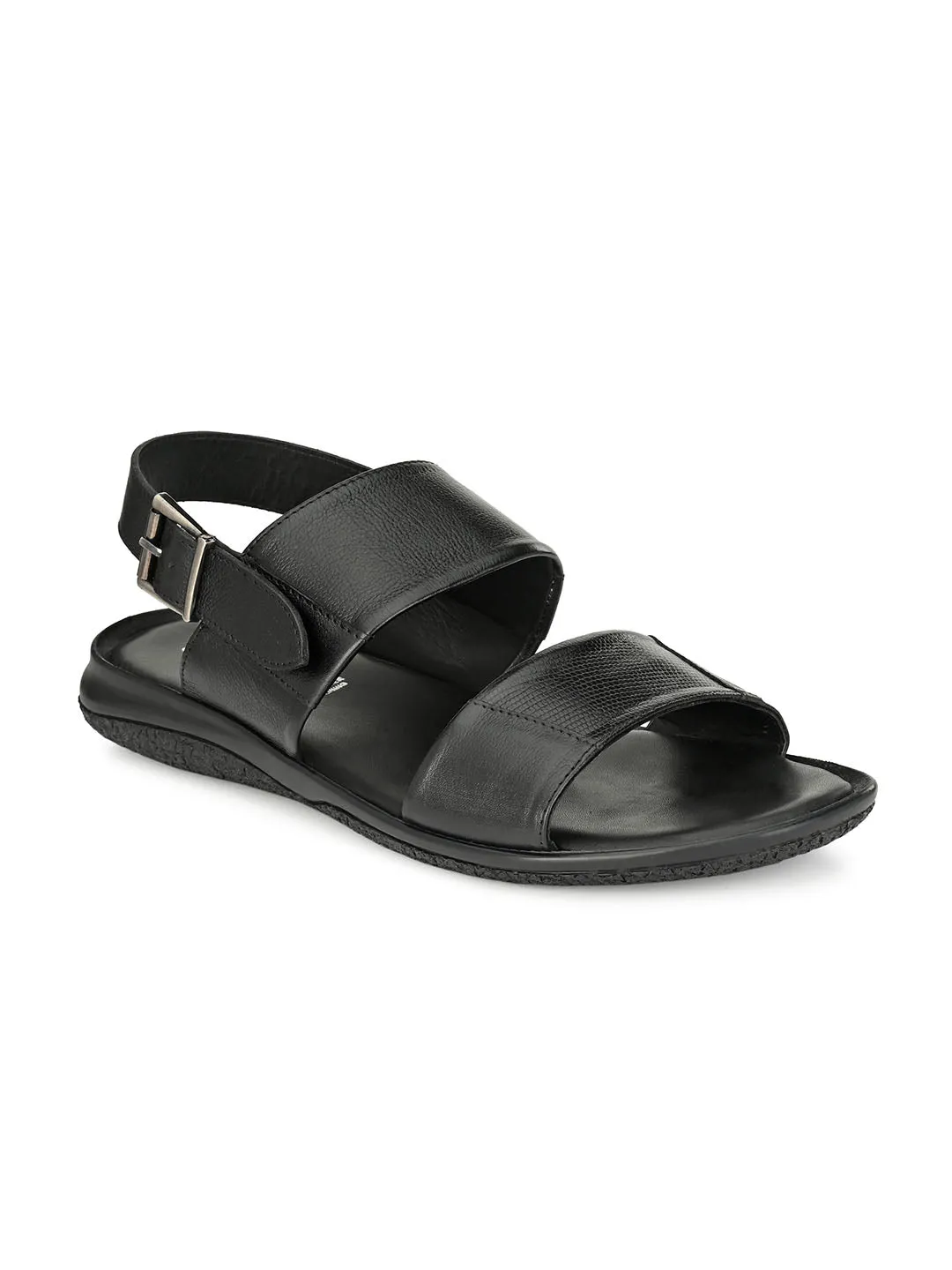 HITZ6702 Men's Black Leather Daily Wear Buckle Sandals