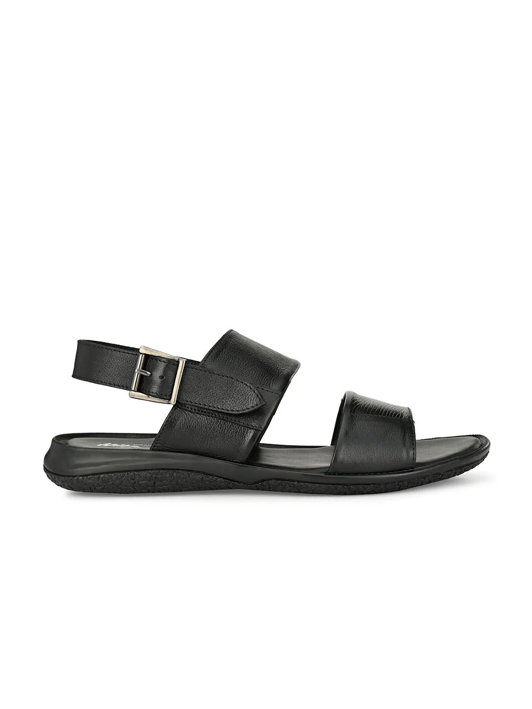 HITZ6702 Men's Black Leather Daily Wear Buckle Sandals