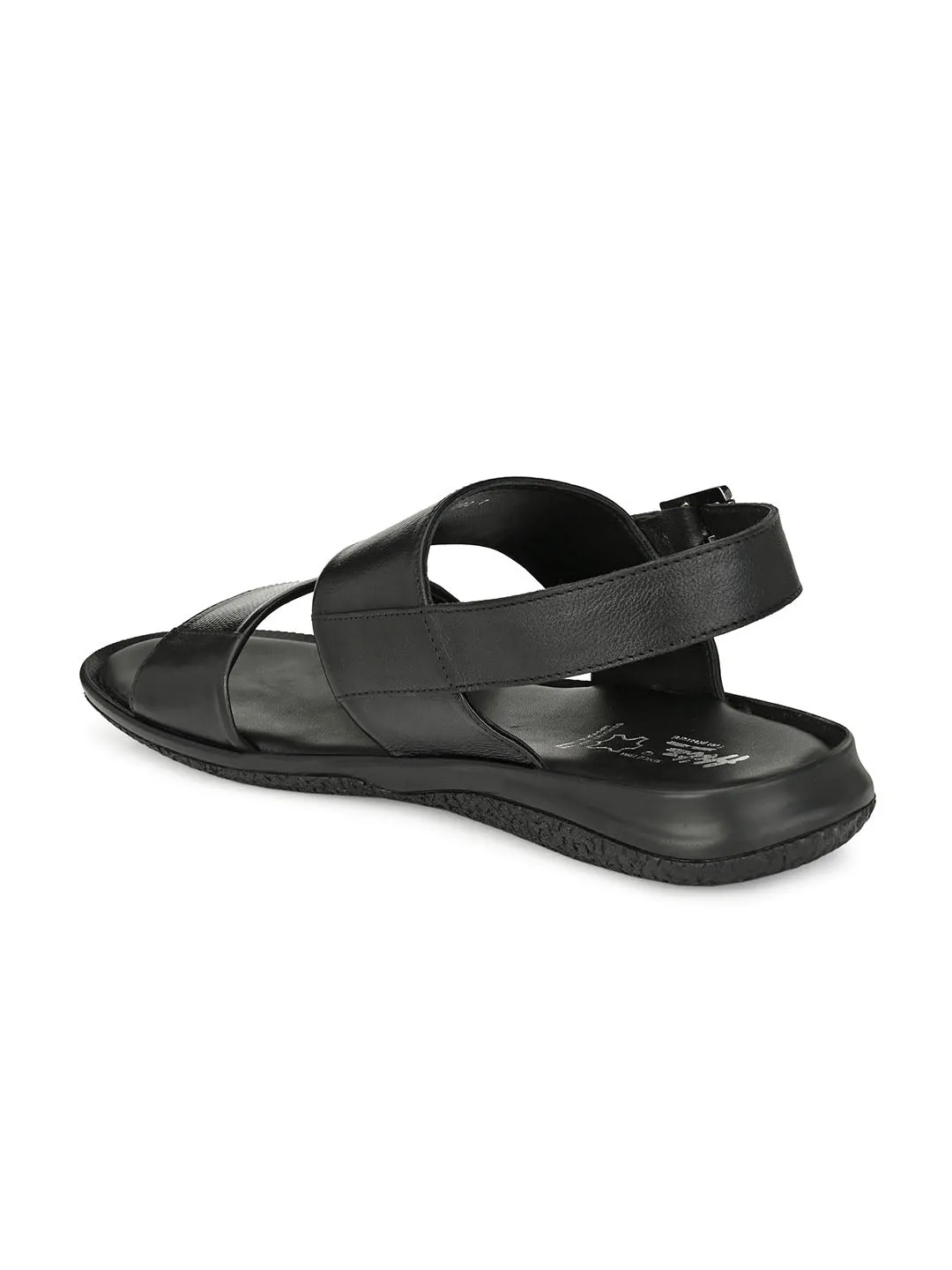 HITZ6702 Men's Black Leather Daily Wear Buckle Sandals