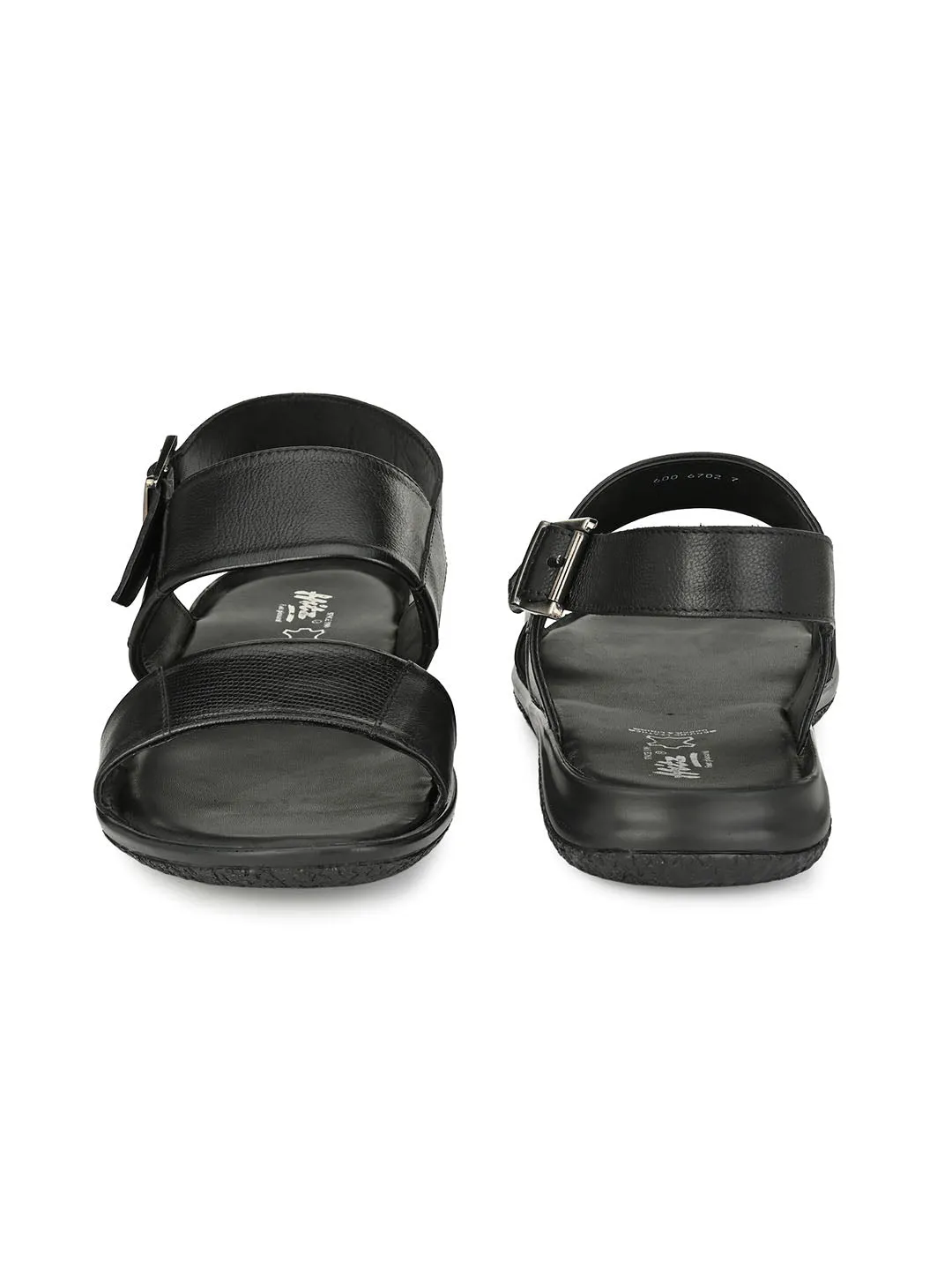 HITZ6702 Men's Black Leather Daily Wear Buckle Sandals