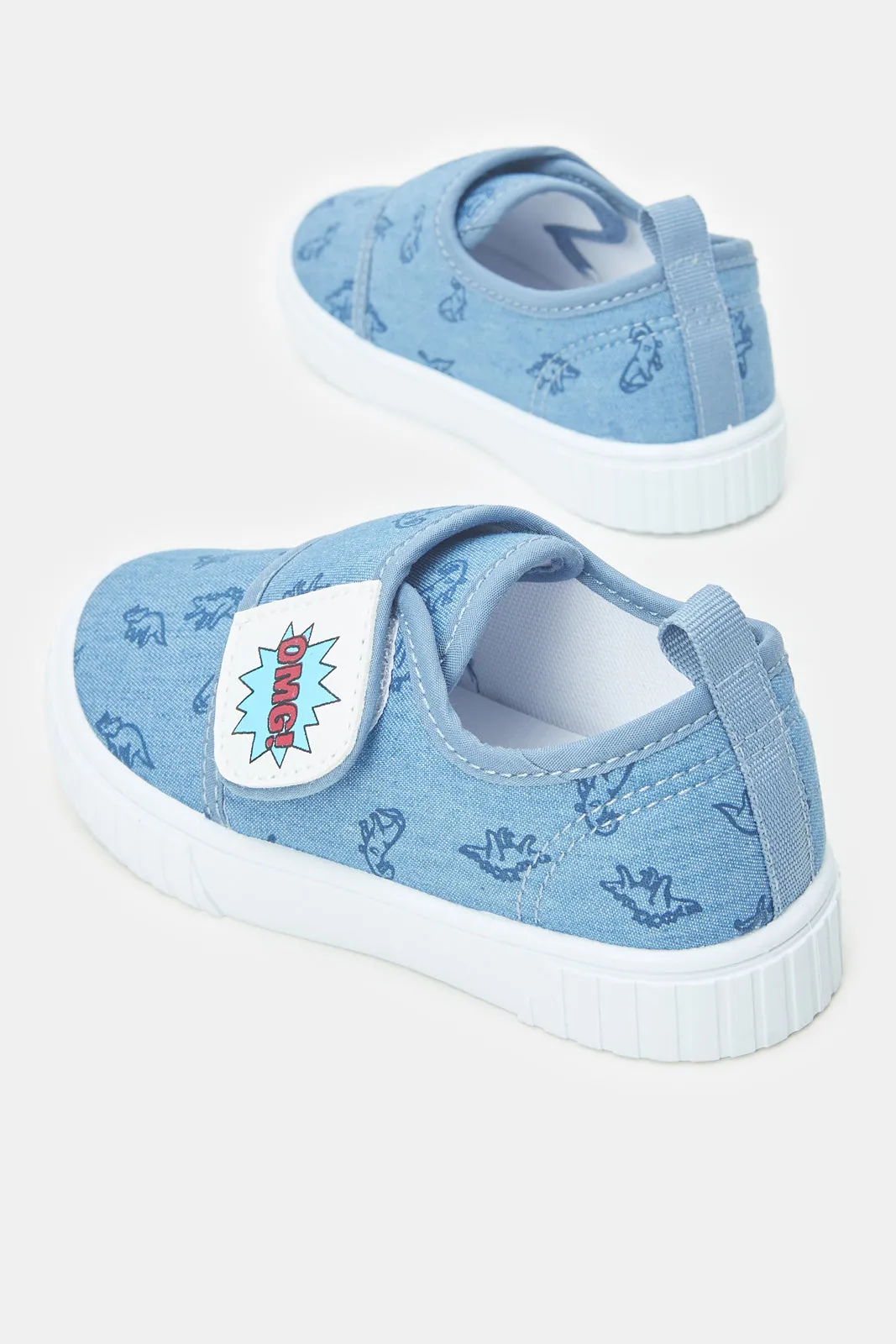 Infant Boys Blue Denim Printed Pump