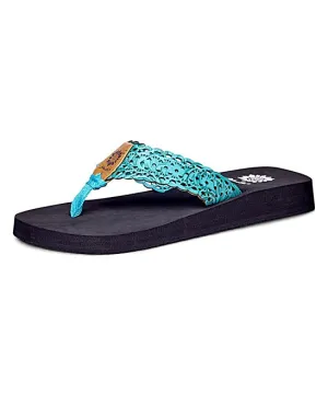 Laser Cut Aqua Flip Flop | Yellow Box Wally - Size 11 Last Pair