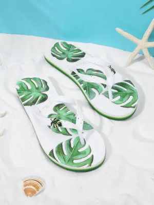 Leaf Decorated Flip Flops