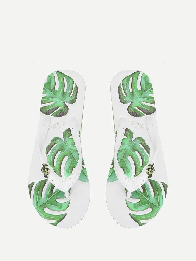 Leaf Decorated Flip Flops