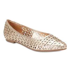 Liberty Flat in Gold Metallic Leather