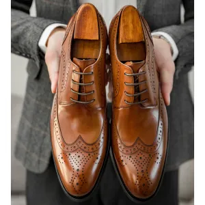 Men Classic Embossing Leather Oxford Shoes