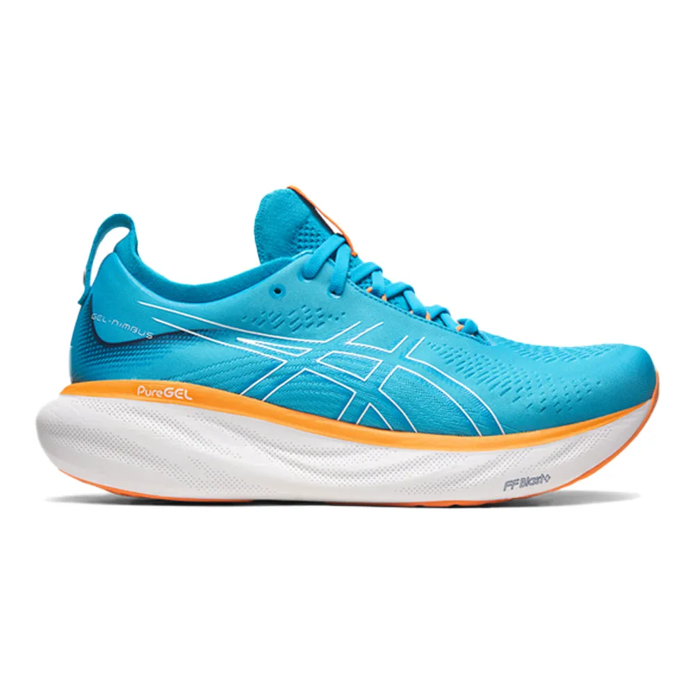 Men's Asics Gel-Nimbus 25, Island Blue/Sun Peach, 11.5 2E Wide