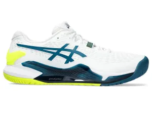 Men's Asics Gel-Resolution 9, White/Restful Teal, 9 2E Wide