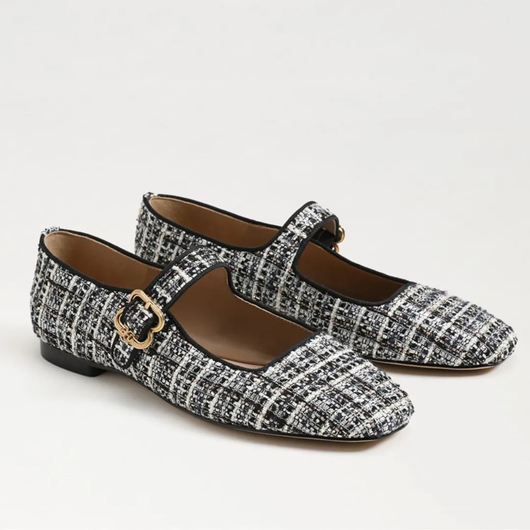 Michaela Mary Jane Flats - Black Multi Boucle