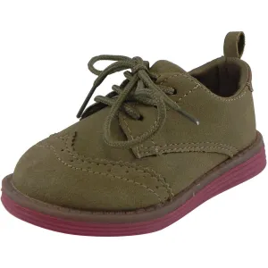 OshKosh Girl's and Boy's Soft Faux Suede Classic Lace Up Oxford Loafer Shoes Tan