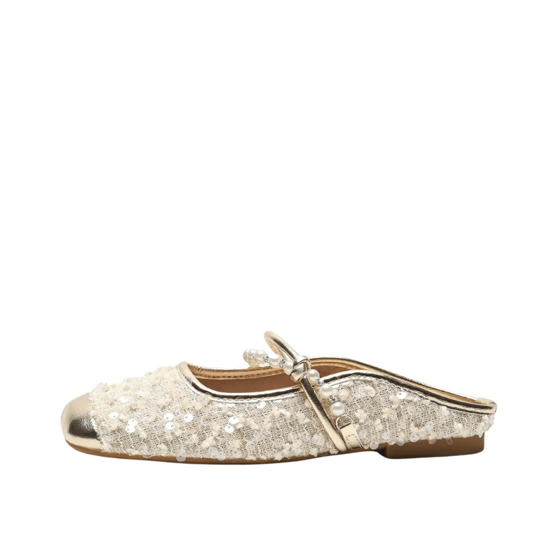 Pre Order:  One Line Pearl Soft Soled Square Toe Mules