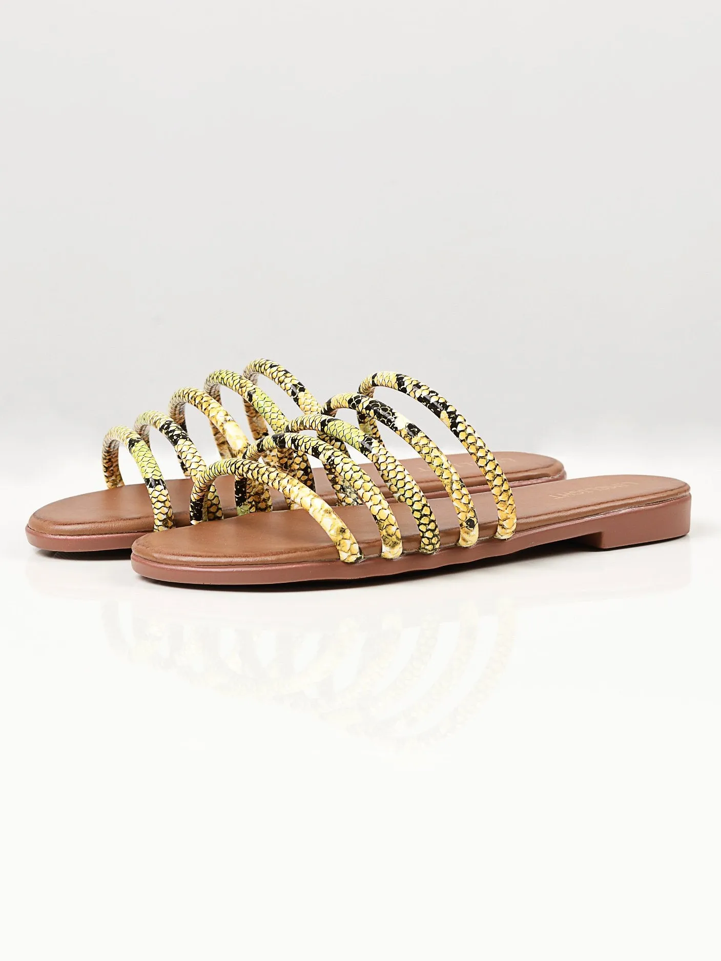 Printed Strap Flats - Yellow