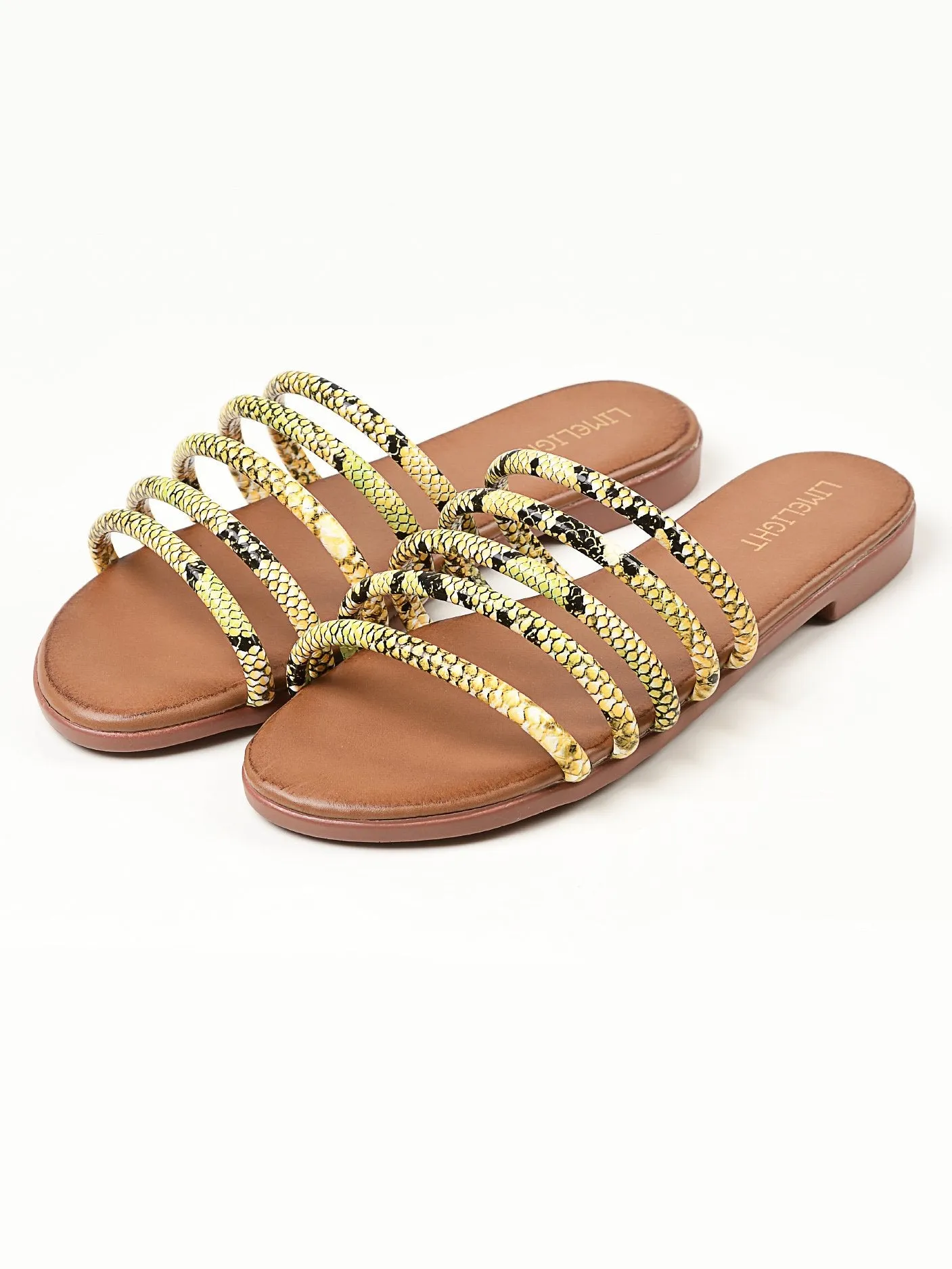 Printed Strap Flats - Yellow