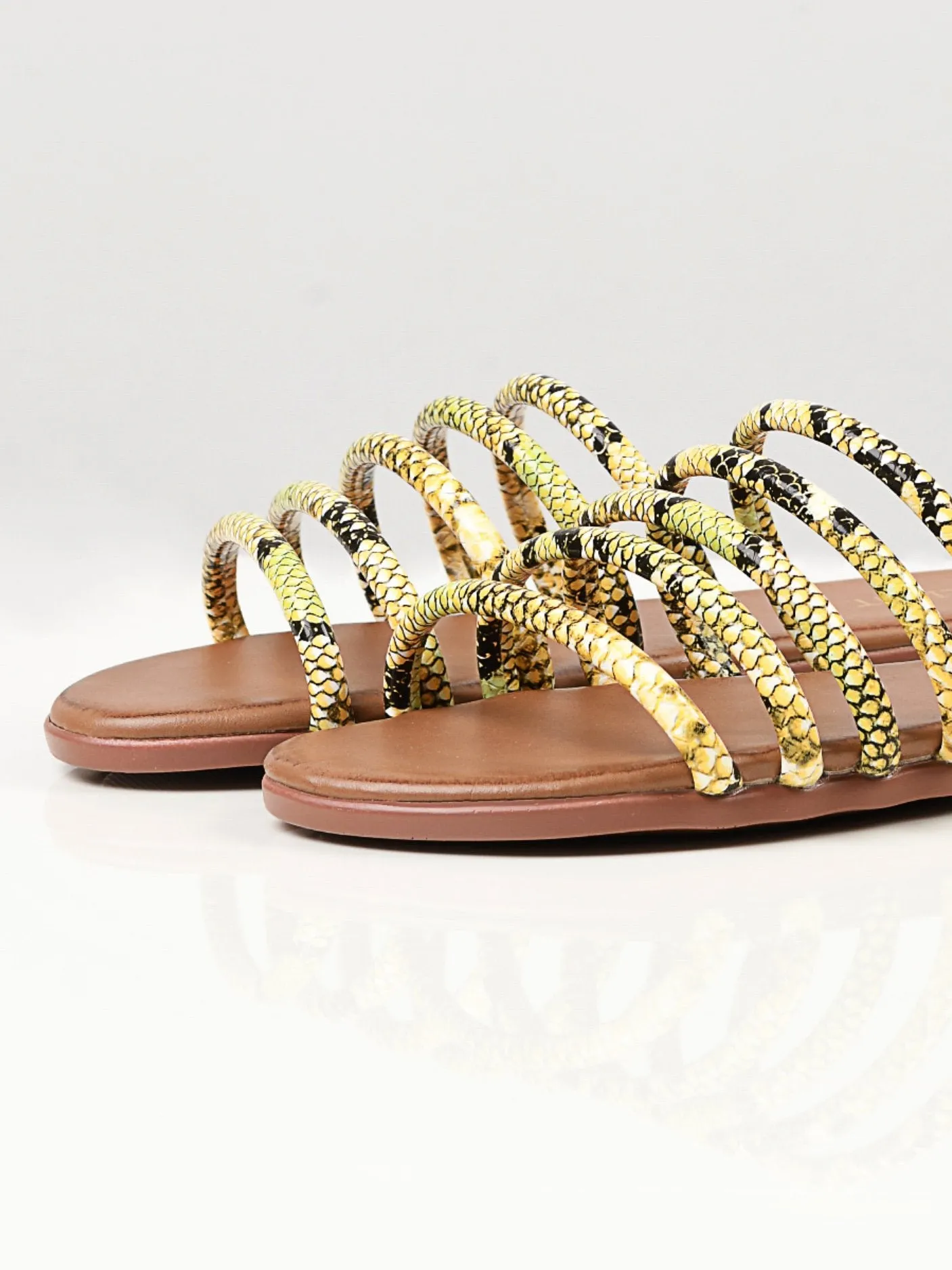 Printed Strap Flats - Yellow