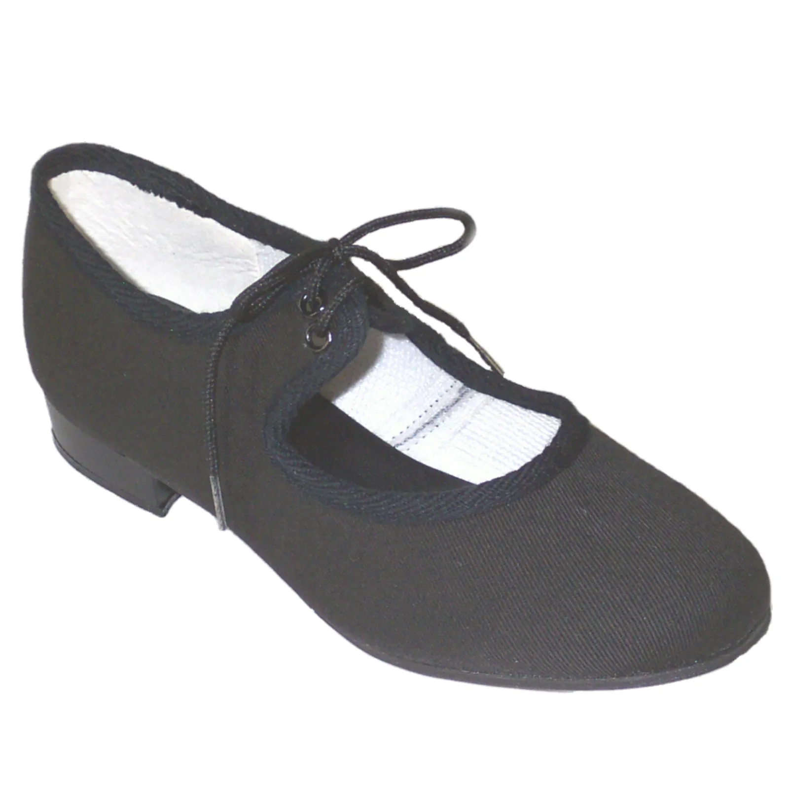 SALE - BCT - BLACK CANVAS LOW HEEL TAP SHOES - ADULT SIZE 8