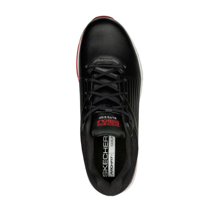 Skechers Men's Elite 5 GF MD Spikeless Golf Shoes - Black/Red