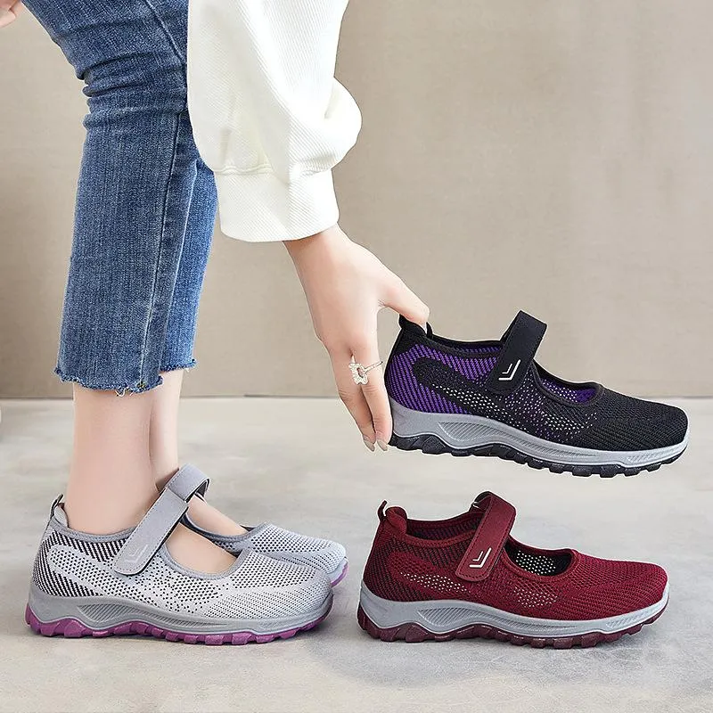 Spring Summer Comfortable Velcro Anti-slip Anti-Odor Mom Walking Shoes