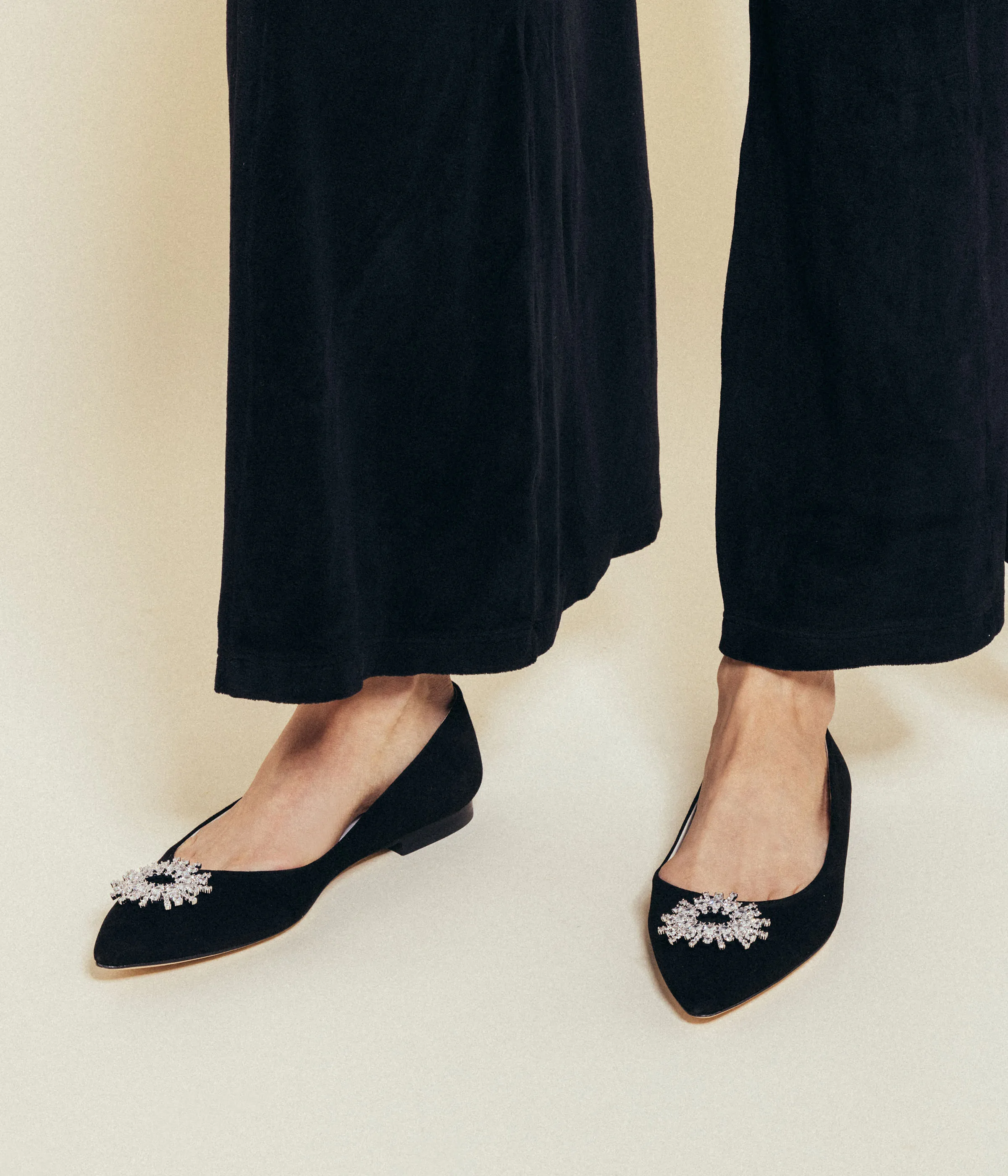 Stevie Ballerina Flats in Black Suede