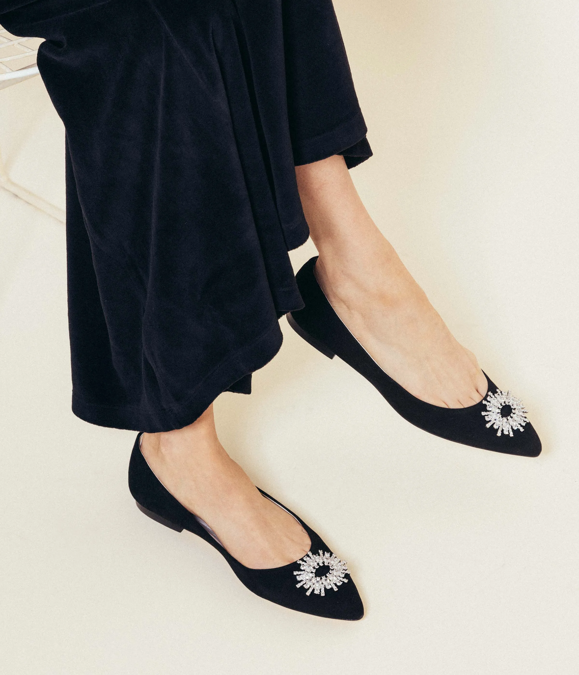 Stevie Ballerina Flats in Black Suede