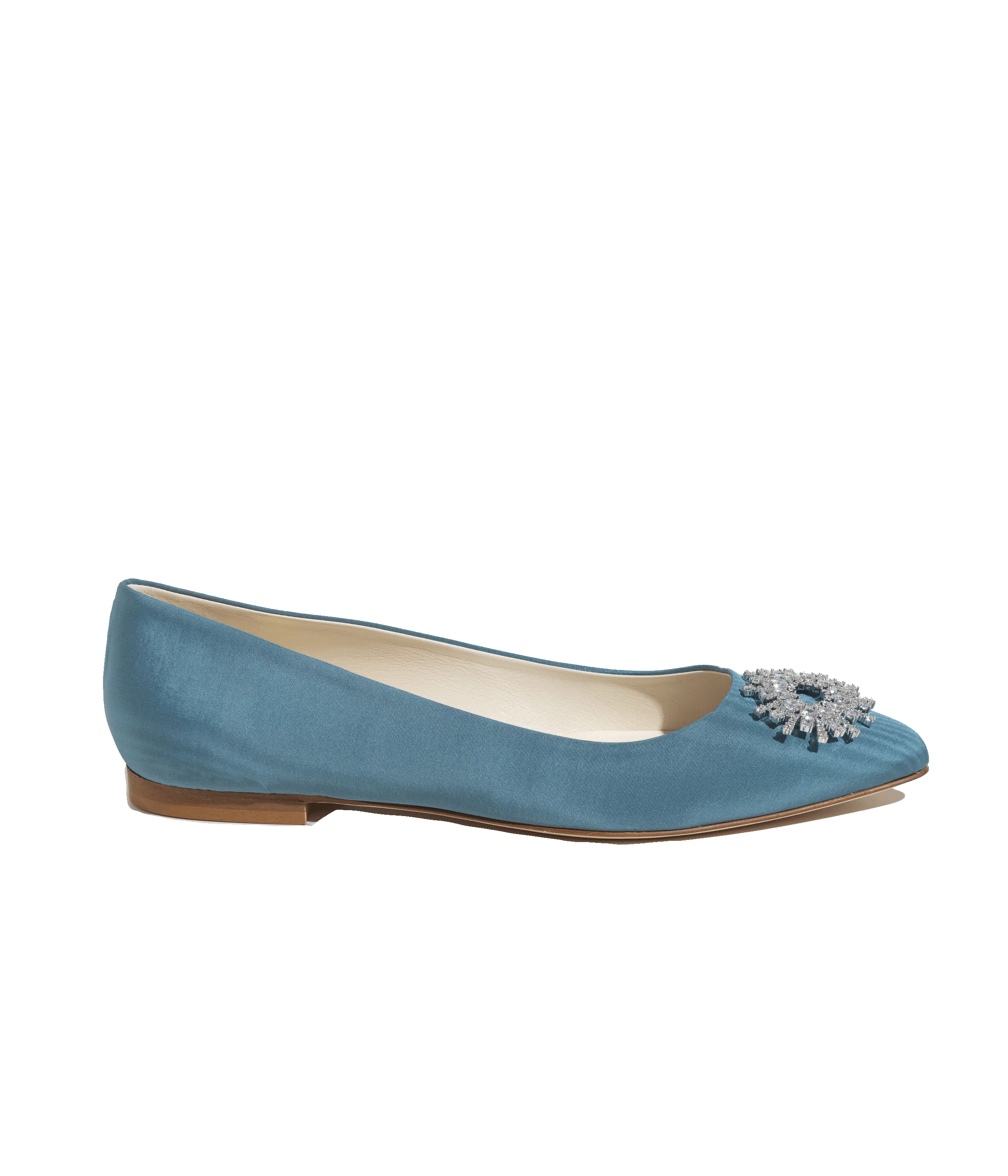 Stevie Ballerina Flats in Blue Silk Moiré