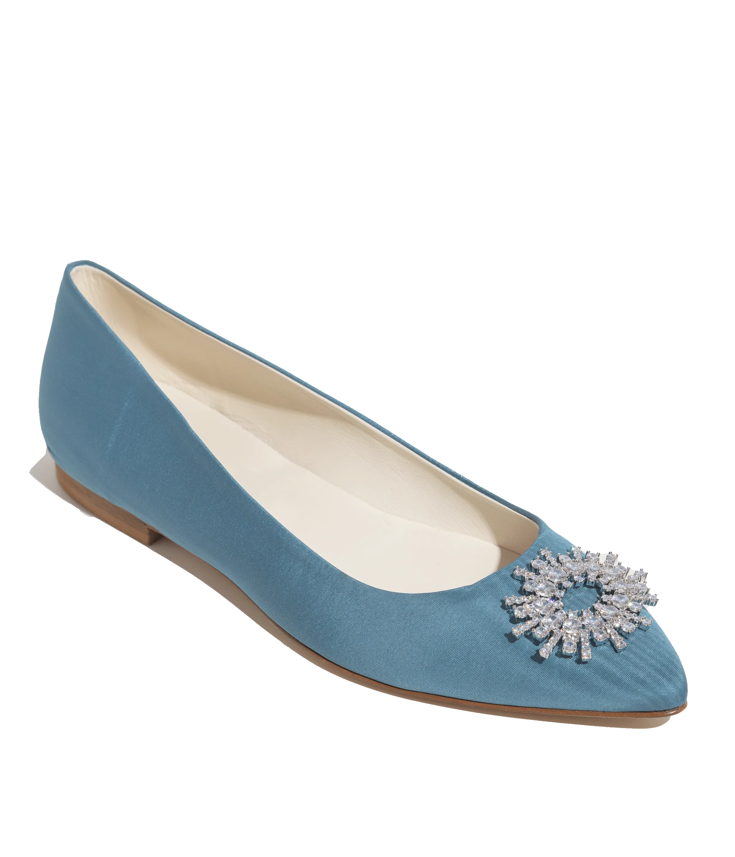 Stevie Ballerina Flats in Blue Silk Moiré