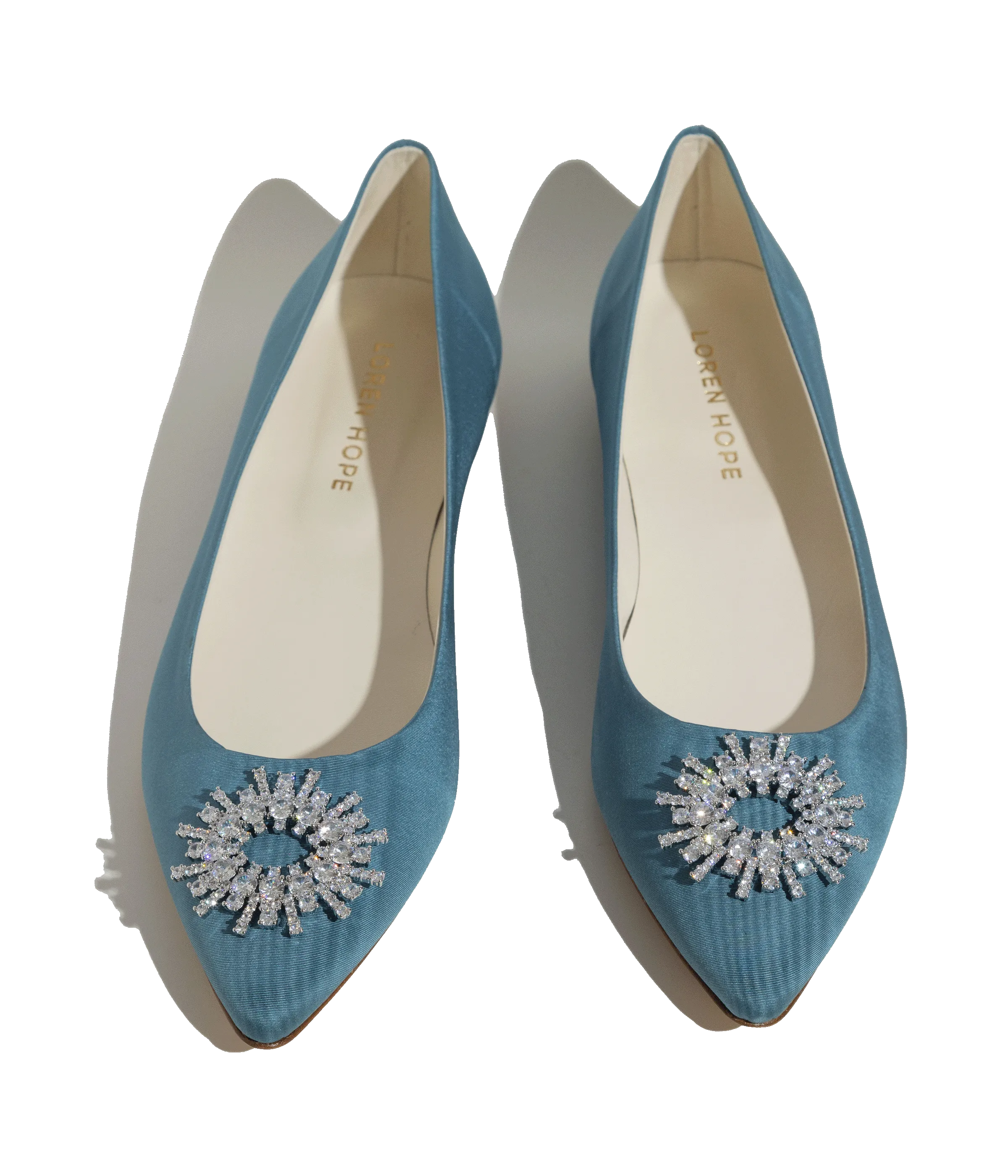 Stevie Ballerina Flats in Blue Silk Moiré