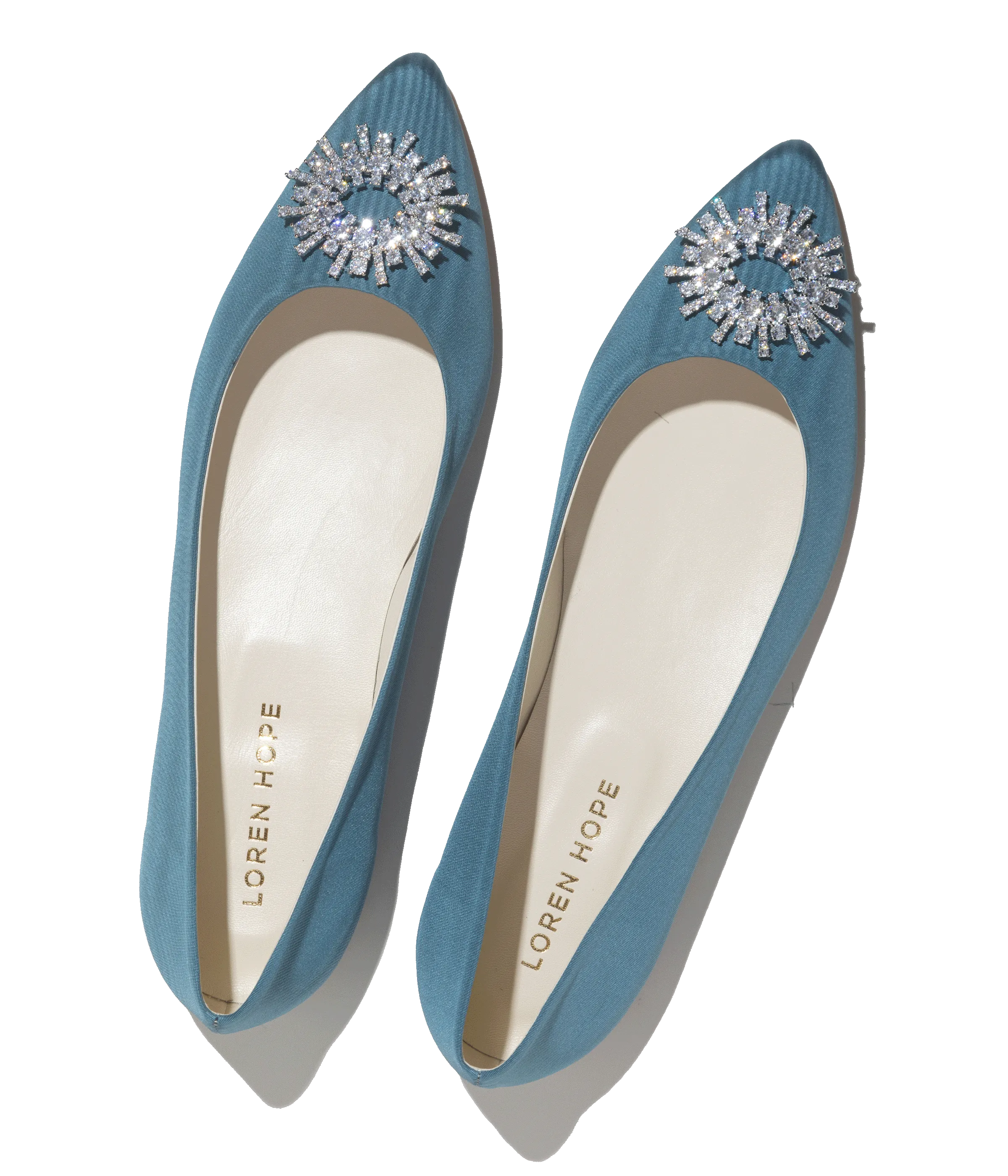 Stevie Ballerina Flats in Blue Silk Moiré