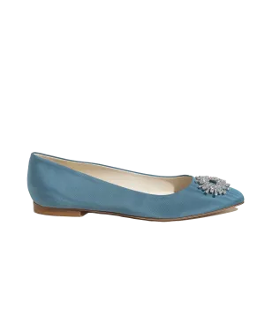 Stevie Ballerina Flats in Blue Silk Moiré