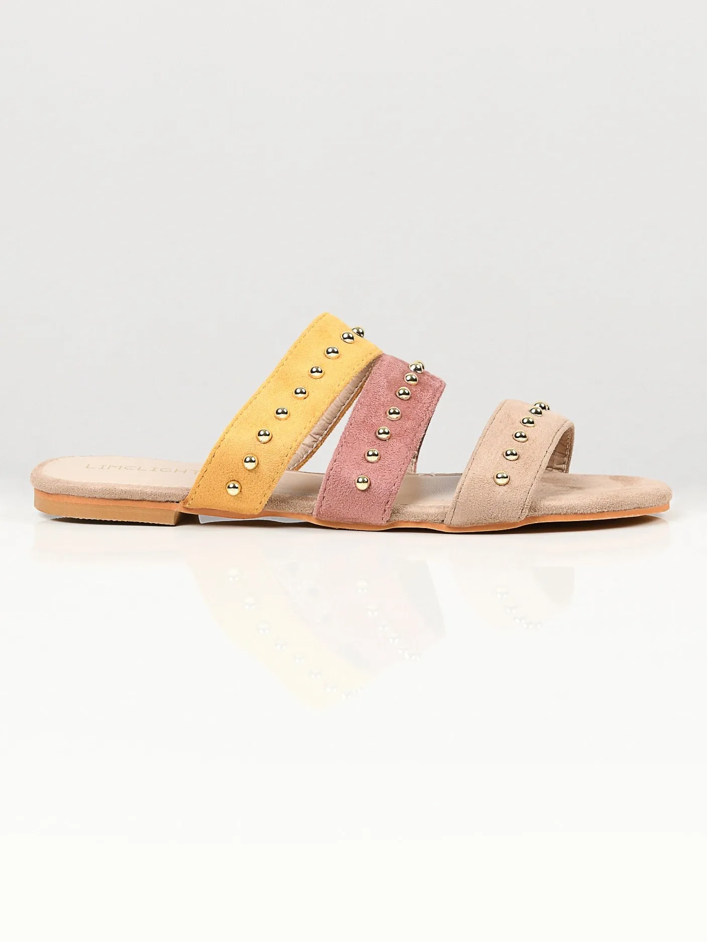 Studded Strap Flats - Yellow