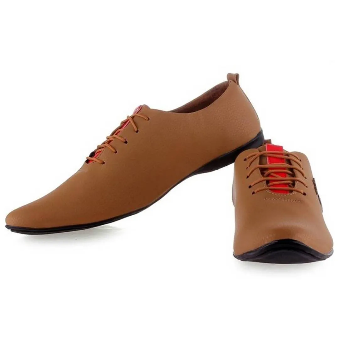 Tan Partywear Synthetic Leather Casual Shoes for Men