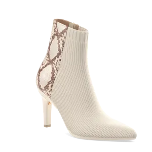 The Bootie - Ivory Snakeskin & Knit 4 Stiletto