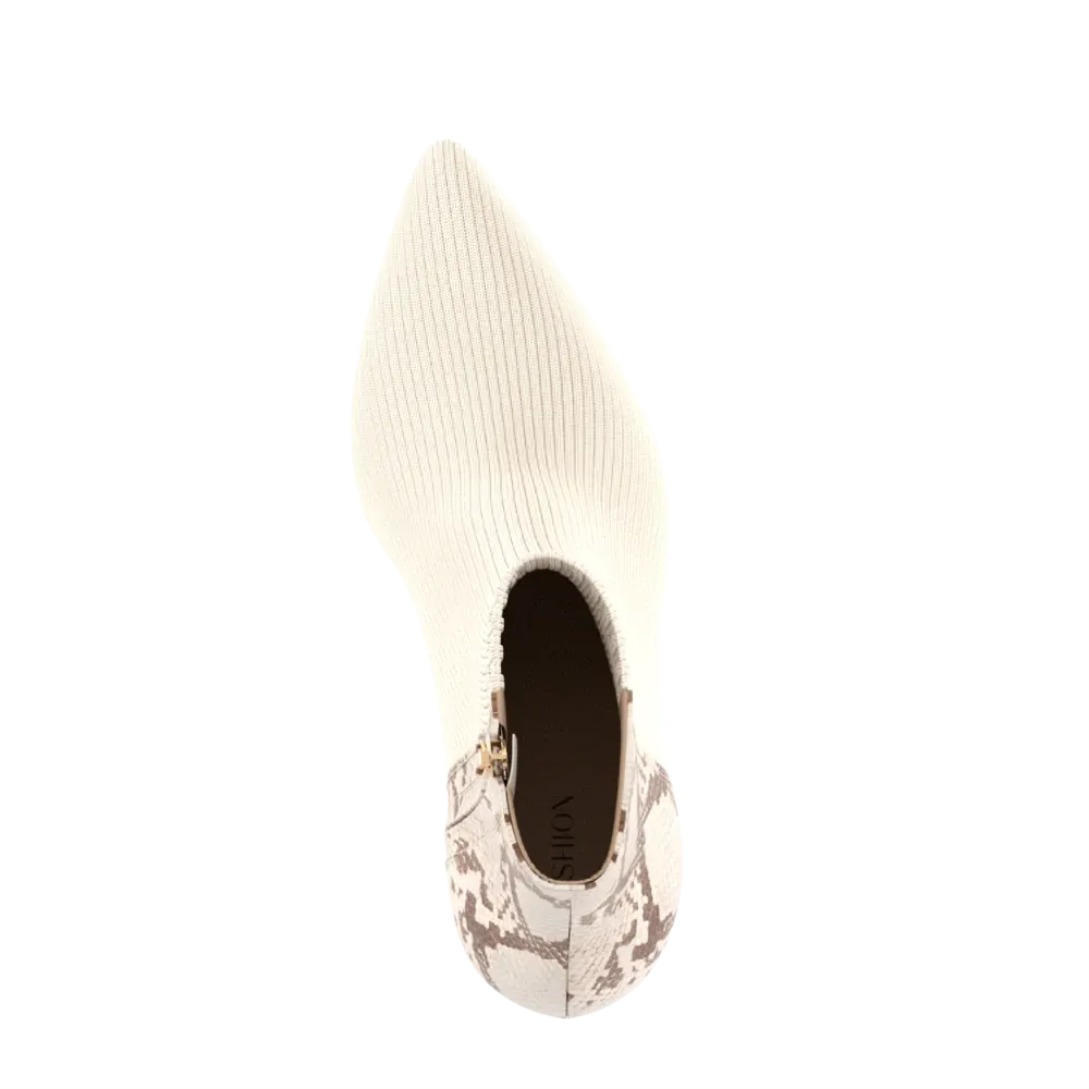 The Bootie - Ivory Snakeskin & Knit 4 Stiletto