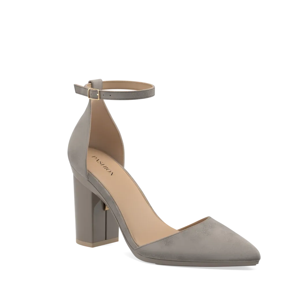 The D'Orsay - Storm Suede   Block Heel Kit 4 Storm - FINAL SALE