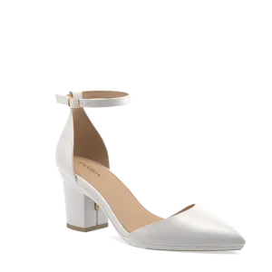 The D'Orsay - White Satin   Block Heel Kit 3 White