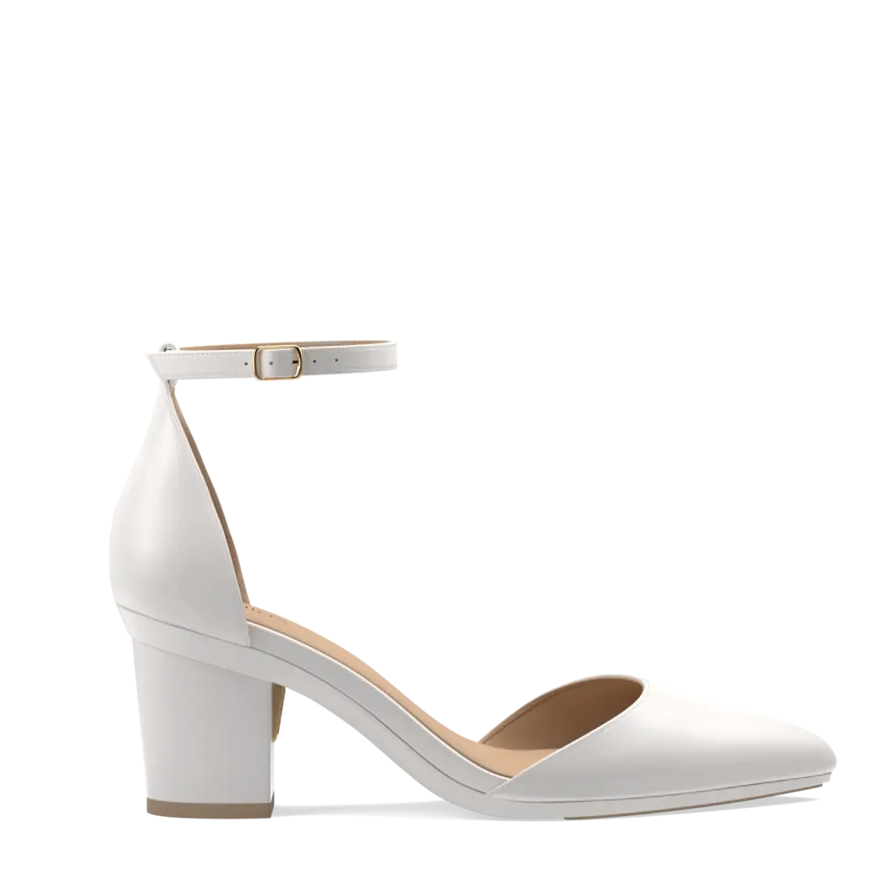 The D'Orsay - White Satin   Block Heel Kit 3 White