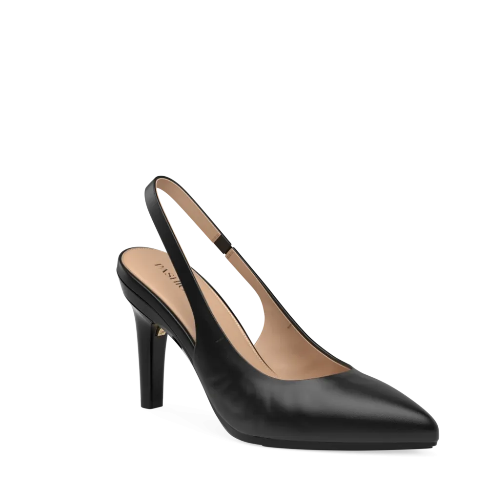 The Slingback - Coal Leather 4 Stiletto