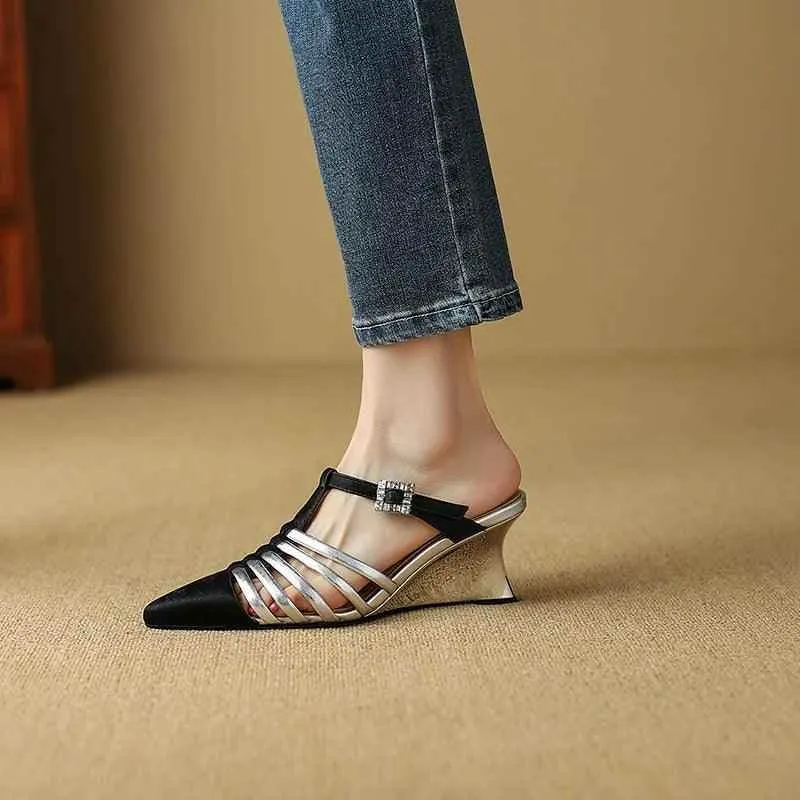 TSS45 Leather Wedges High Heels - Women's Casual Shoes