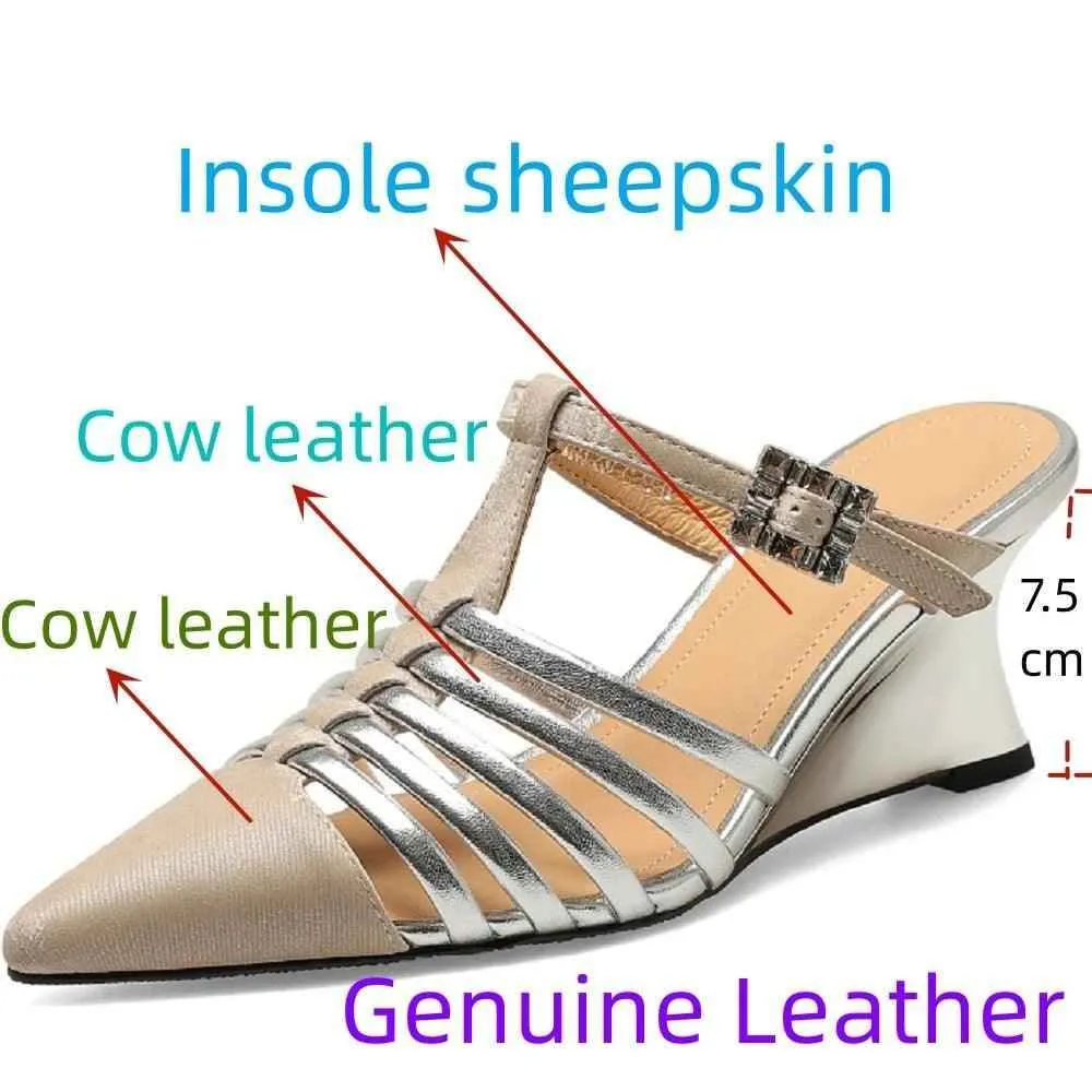 TSS45 Leather Wedges High Heels - Women's Casual Shoes