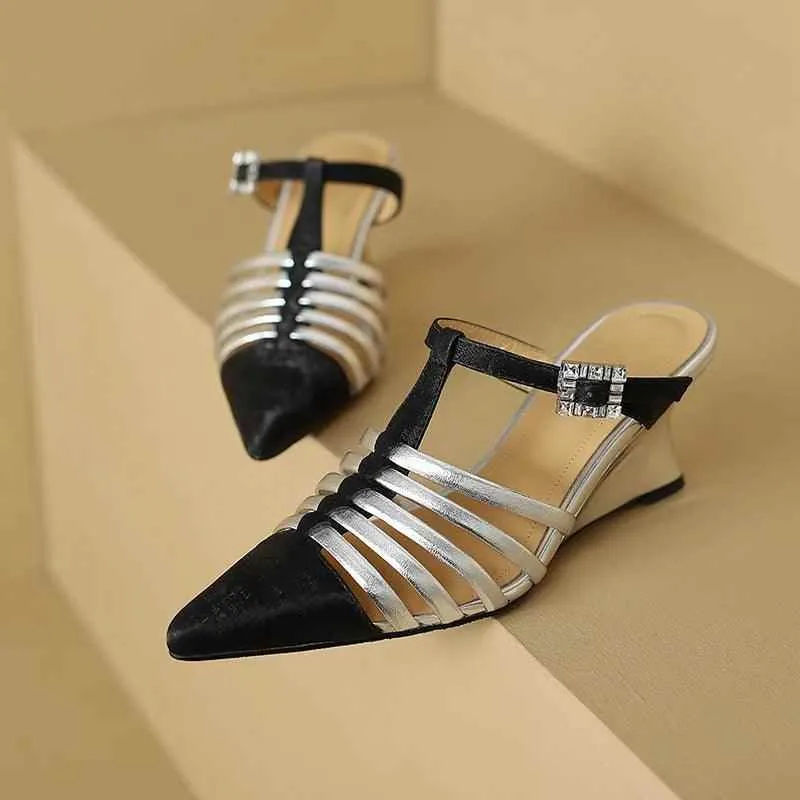 TSS45 Leather Wedges High Heels - Women's Casual Shoes