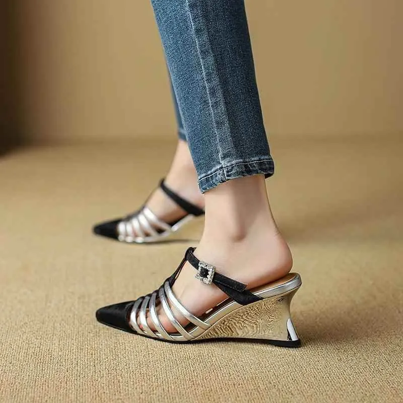 TSS45 Leather Wedges High Heels - Women's Casual Shoes