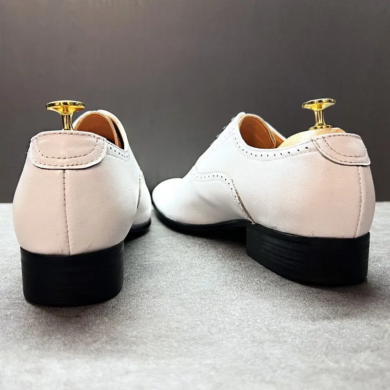 White Color Pointed Toe Oxford Shoes