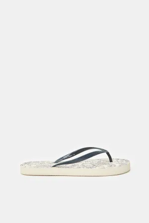 Women Navy Paisley Print Flip Flop