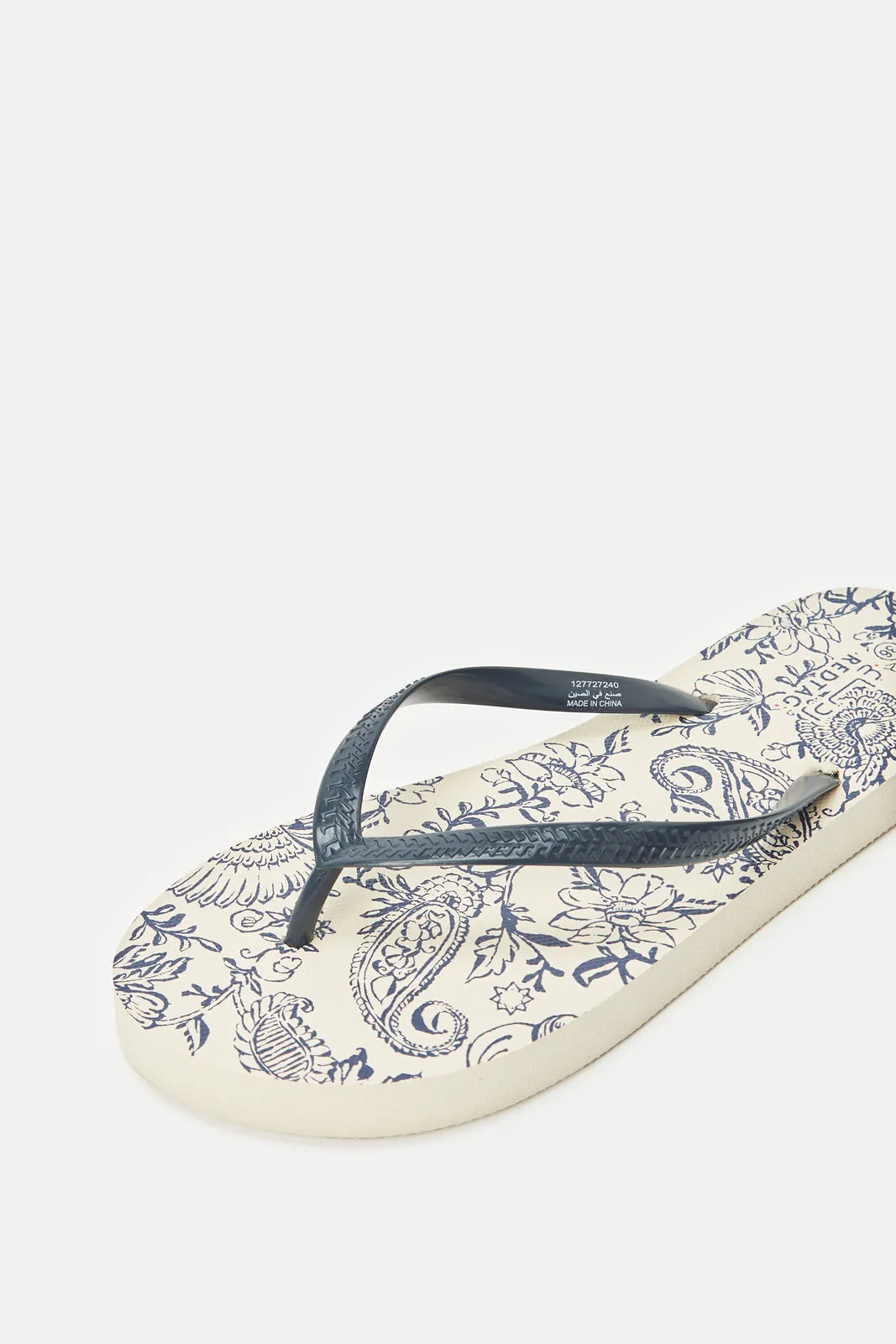 Women Navy Paisley Print Flip Flop