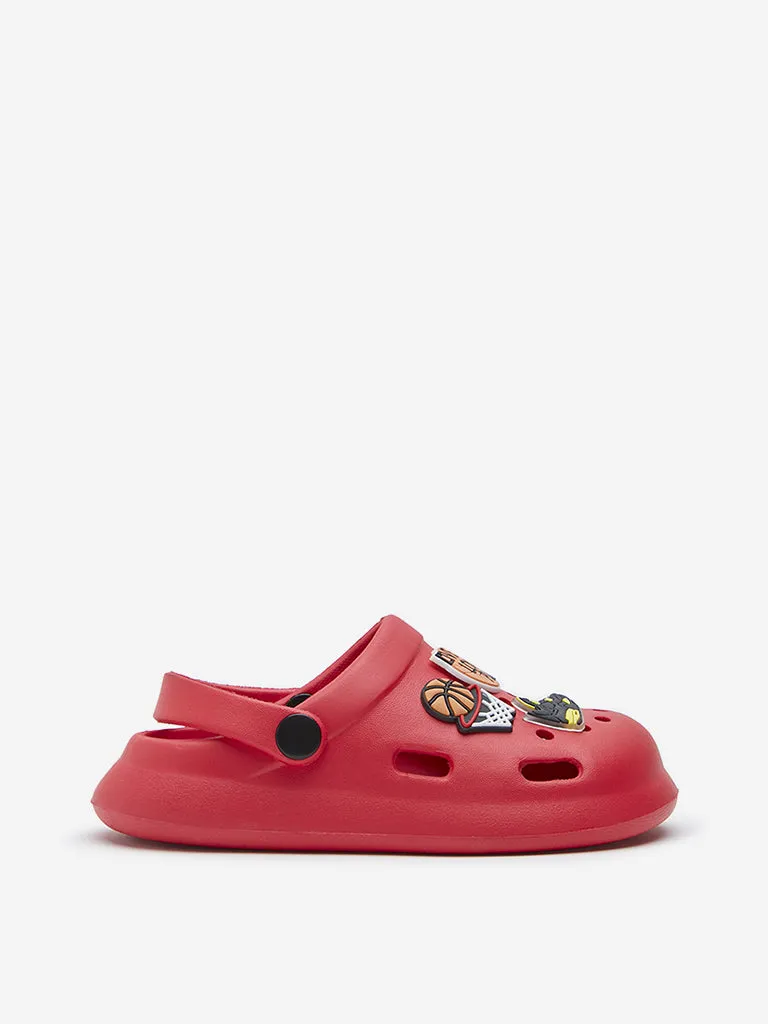 Yellow Red Applique Detailed Clogs