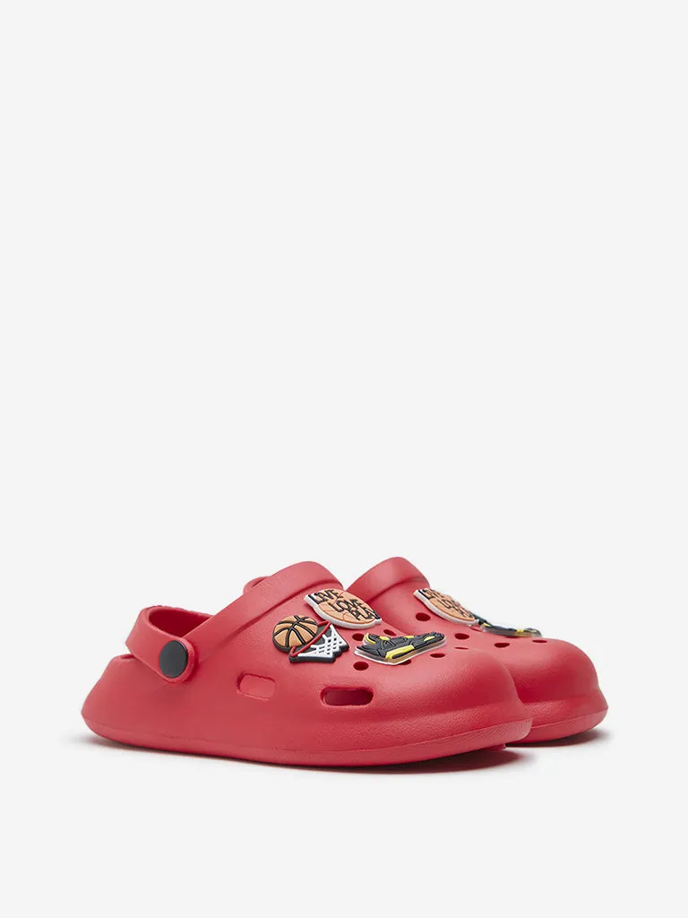 Yellow Red Applique Detailed Clogs